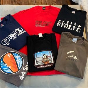 Lot of 6 Retro Graphic Snowboard Tee Shirts Large